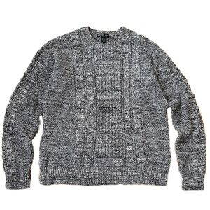 Mango Basics Cotton Sweater, Black & White Knit, Women’s Size Small